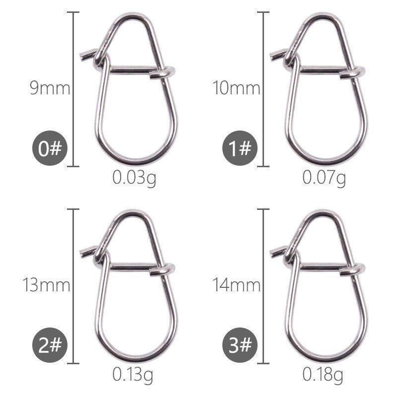 Stainless Steel Hook Lock Fishing Snaps 100pcs KIRA Fishing