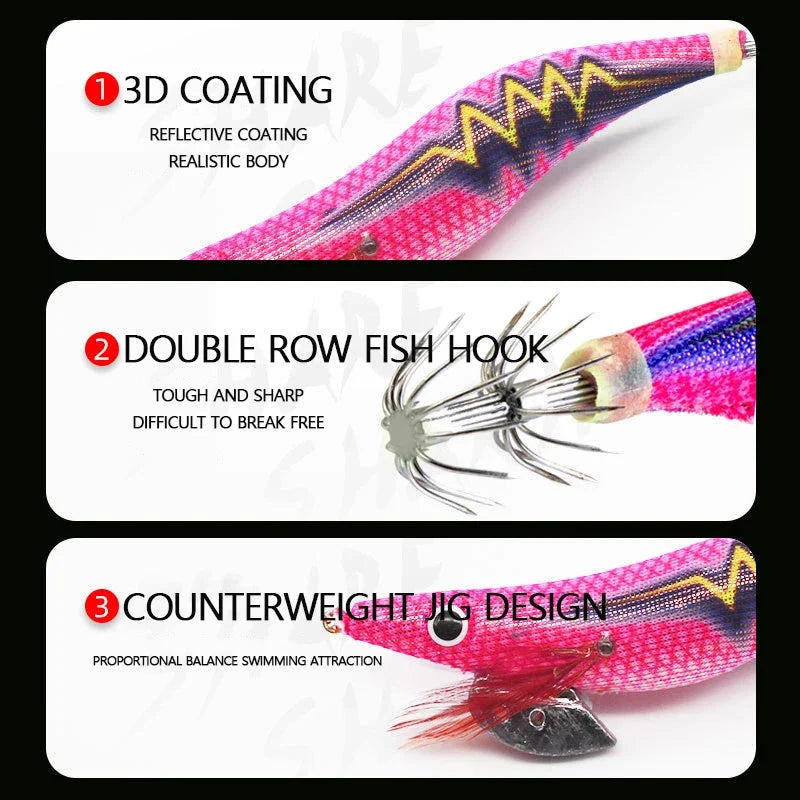 Luminous Squid Jig Set - 10Pcs/Lot