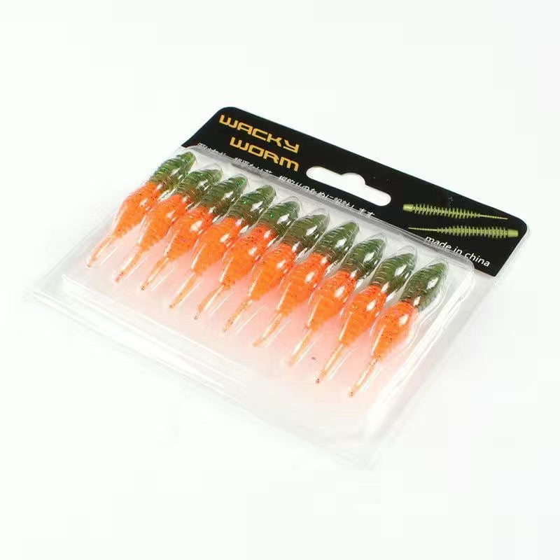 Dual-color Wacky Worm Soft lure For Bass Fishing 15cm/1g 10pcs KIRA Fishing