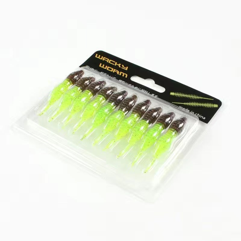 Dual-color Wacky Worm Soft lure For Bass Fishing 15cm/1g 10pcs KIRA Fishing