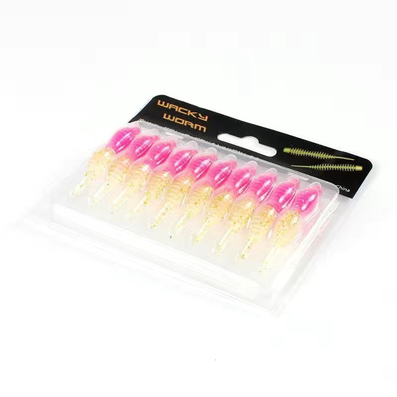 Dual-color Wacky Worm Soft lure For Bass Fishing 15cm/1g 10pcs KIRA Fishing