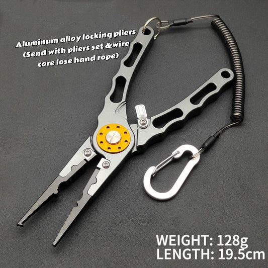 Aluminum Alloy Locking Plier-Send with pliers set &wire core lose hand rope - KIRA Fishing